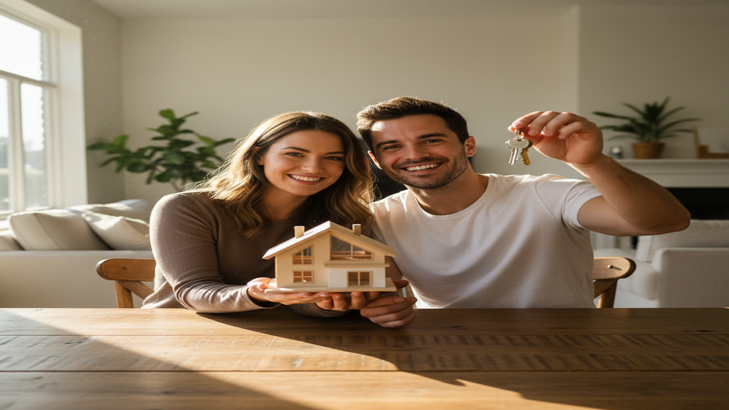 Illustration expliquant c'est quoi un crédit immobilier, avec une maison et des symboles financiers.